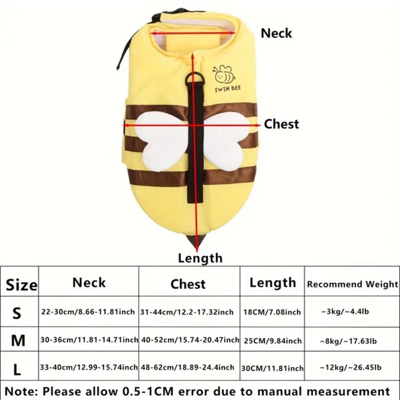 Bumble Bee Dog Swim Vest / Size L - Picture 3 of 4